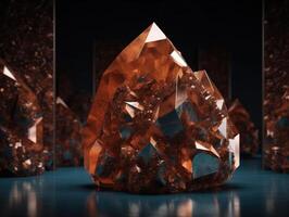 Dark orange and gold, crystal and marble, geometrical primitives pattern, abstract background created with technology. photo