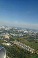 interesting views from the airplane window on a warm summer day photo