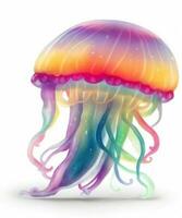 pink rainbow jellyfish on white background photo