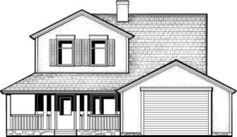 Suburban family house with garage. vector