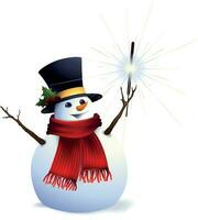 Snowman with a scarf, gloves and hat.Winter icon.Xmas and New Year elements. vector