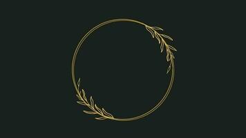 Elegant hand drawn floral wreath animation on black background for wedding invitation or valentine's day video