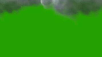 Black clouds accompanied by lightning strikes on green screen video