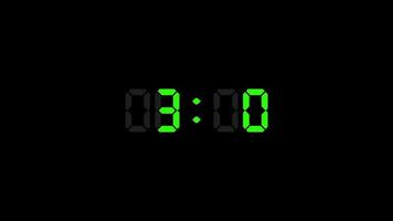 Digital countdown clock timer in one minute or 60 seconds to zero second. White text number on isolated black background. video