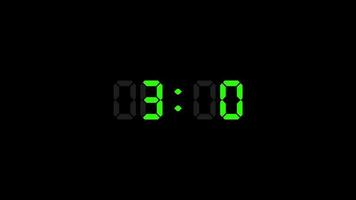 Digital countdown clock timer in one minute or 60 seconds to zero second. White text number on isolated black background. video