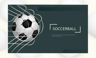Soccer Tournament Landing Page or Website Banner Design with Highlight Football Goal in Net. vector