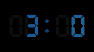 digital cuenta regresiva reloj Temporizador en uno minuto o 60 60 segundos a cero segundo. blanco texto número en aislado negro antecedentes. video