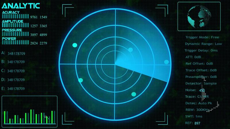 Searching radar HUD screen animation, Digital technology radar screen ...