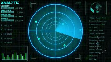 recherche radar hud écran animation, numérique La technologie radar écran Animé video