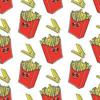 kawaii french fries seamless pattern vector