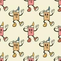 Lighter cartoon mascot with retro style seamless pattern vector