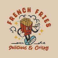 cartoon character mascot french fries illustration vector