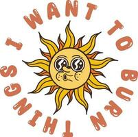 vintage cartoon mascot sun illustration with typography vector