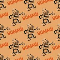 chicken nuggets cartoon character seamless pattern vector