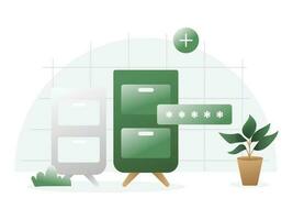 Create new password furniture flat illustration suitable for mobile asset app and website design vector