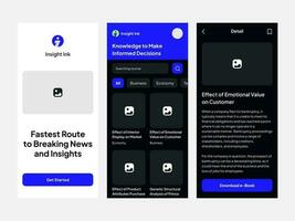 Journal mobile app ui kit template. Perfect for digital companies and business startups engaged in the mobile or website developer sector vector