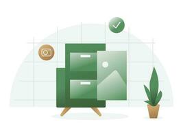 Allow access gallery furniture flat illustration suitable for mobile asset app and website design vector