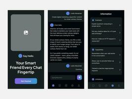 Smart chat mobile app ui kit template. Perfect for digital companies and business startups engaged in the mobile or website developer sector vector