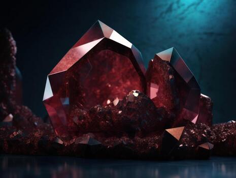 Dark red and gold, crystal and marble, geometrical primitives pattern, abstract background created with technology. photo