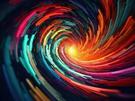 Colorful Swirling radial vortex background created with technology. photo