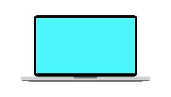 Flat Laptop Device Blue Screen Vector Illustration