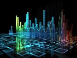 analizando económico crecimiento grafico financiero datos creado con generativo ai tecnología foto