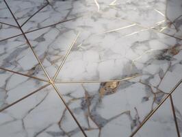 White Marble stone texture background with elements of semi-precious stones and gold created with technology. photo