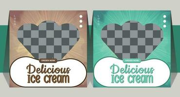 Ice cream social media post design template. web promotional banner poster design. vector