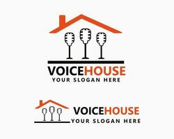 voice house logo design template. podcast studio logo vector