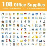 office supplies set of flat style icons for web and applications vector