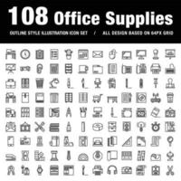 office supplies set of outline style icons for web and applications vector