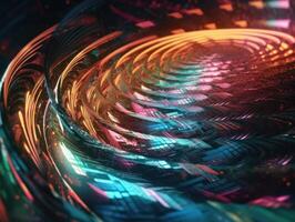 Colorful Swirling radial vortex background liquid translucent glass created with technology photo