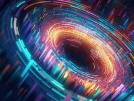 Colorful Swirling radial vortex background liquid translucent glass created with technology photo