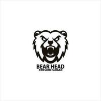 bear head logo design line color vector