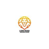 lion head logo design gradient line art vector