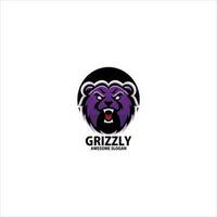 grizzly angry logo design gaming esport vector
