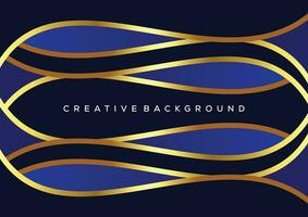 blue wave with luxury line abstract background vector