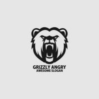 grizzly angry design logo mascot vector