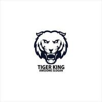 angry tiger logo design line color vector