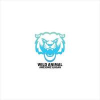 angry tiger logo design gradient line vector