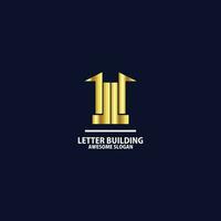 letter l i with real estate logo design luxury line vector