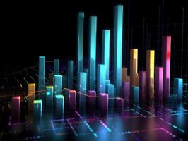 analizando económico crecimiento grafico financiero datos creado con generativo ai tecnología foto