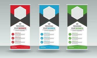 professional business corporate roll-up banner design for grow up your business to a high level. roll up or pull up display exhibition standee banner Pro Vector