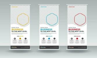 professional business corporate roll-up banner design for grow up your business to a high level. roll up or pull up display exhibition standee banner Pro Vector