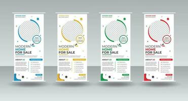 Home Sale Real Estate roll up banner or cover design template Pro Vector