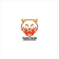 tiger head logo design gradient color line vector