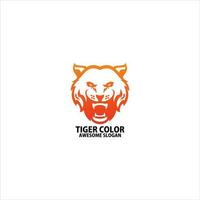 tiger head logo design gradient color line vector