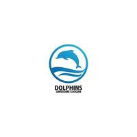 delfines mar logo diseño degradado color vector