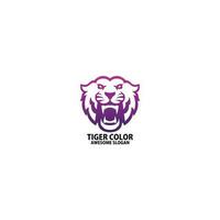 tiger color logo design line art vector