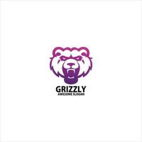 grizzly angry logo design gradient color line vector